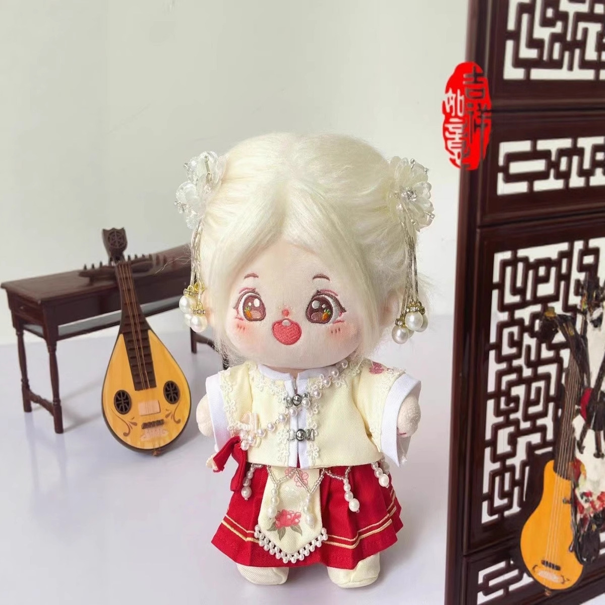 【现货批发】20厘米无属性现货棉花娃娃娃衣汉服刺绣套装20cm娃衣