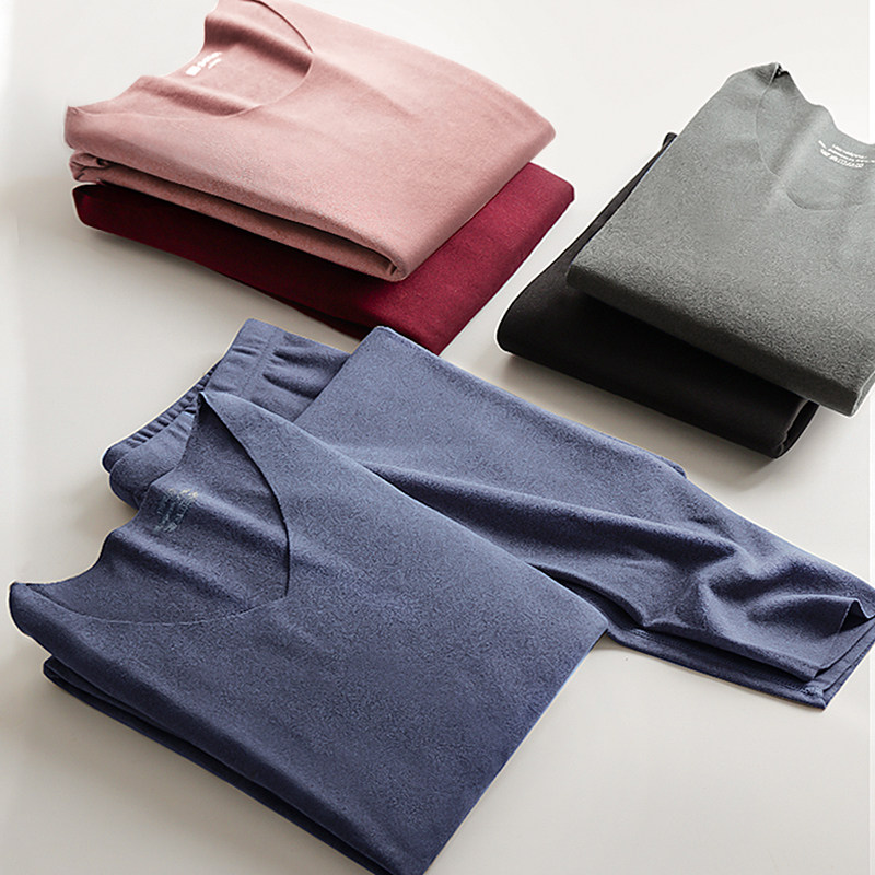 北极绒无痕保暖内衣男士薄款加绒德冬季秋衣秋裤女套装棉毛衫发热