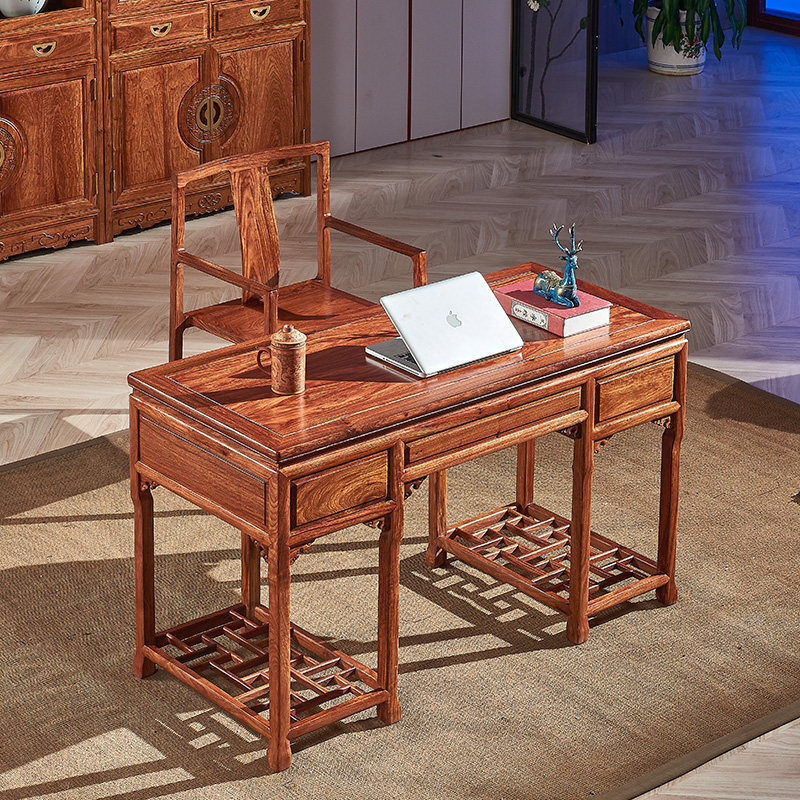 大古树红木台式电脑桌刺猬紫檀简约书房纯实木明式家用仿古小桌子