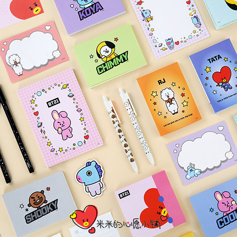 韩国bt21 x monopoly便签图案便利百事贴留言贴记事本信纸