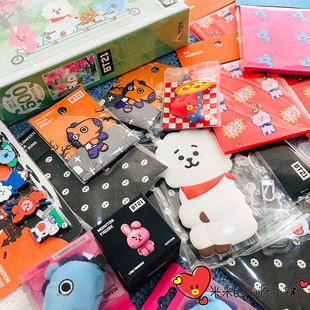 特价福利韩国BT21卡通公仔钥匙扣手机壳背贴卡套化妆镜门口地垫