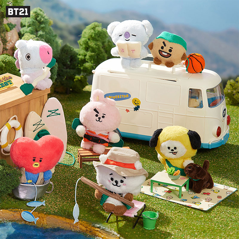 BT21防弹少年团露营系列玩偶迷你毛绒公仔摆件可爱礼物娃娃可拆分-封面