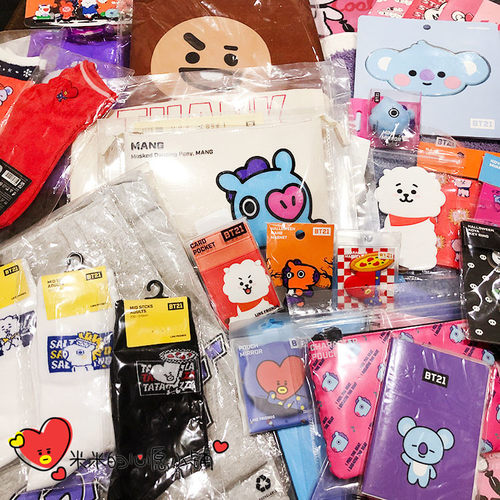 特价bt21连帽浴巾镜子中筒袜公仔