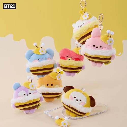 BT21 minini HONEY BEE 系列 玩偶卷尺钥匙扣 LINE FRIENDS