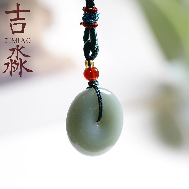 碧玉粉青平安扣吊坠女款厚实大方和田玉挂件复古典雅正品配证书