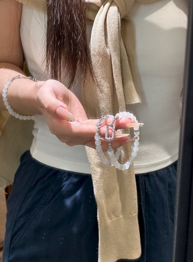 天然和田玉羊脂白玉6mm老坑料手链女款单圈玉石手串送女友礼物