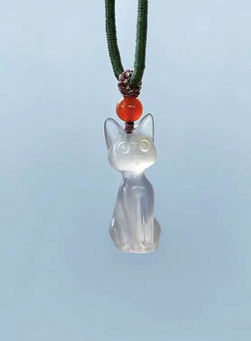 天然玉髓埃及猫神挂件阿比西尼亚猫个性招财猫巴西玛瑙车载配饰