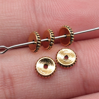 100个/包 6x6mm 古金色锌合金材质 小孔隔位珠 ABD-C14617