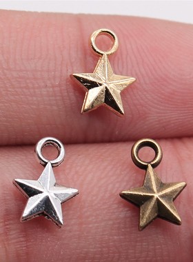 40个/包 8x11mm 多色锌合金材质 饰品配件 五角星吊坠 ABD-C11170