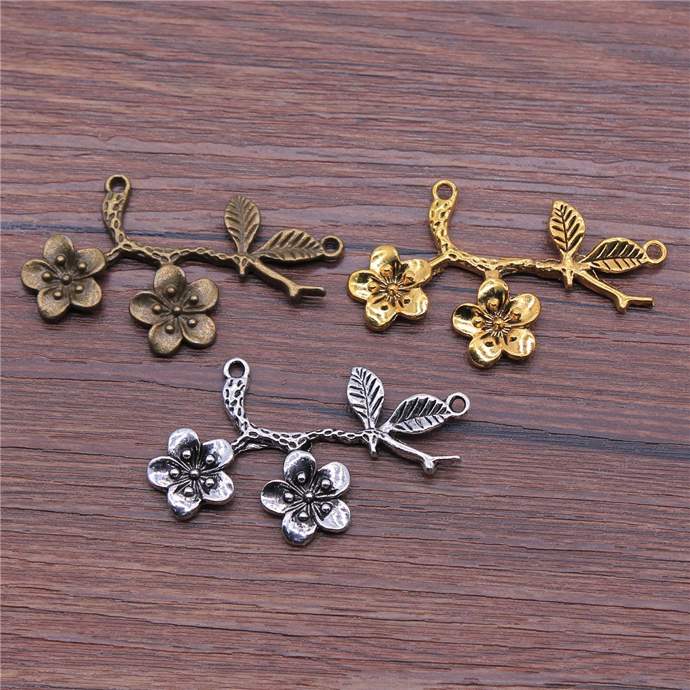 5个/包 50x31mm 多色锌合金材质 花枝连接件 ABD-C10678