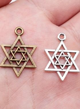 20个/包 22mm 多色DIY饰品配件 六芒星吊坠 ABD-C10032