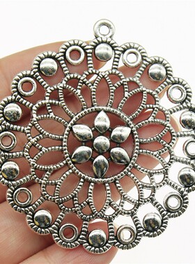 2个/包 57x53mm 古银色 DIY饰品配件 花片 圆片 波西米亚风吊坠