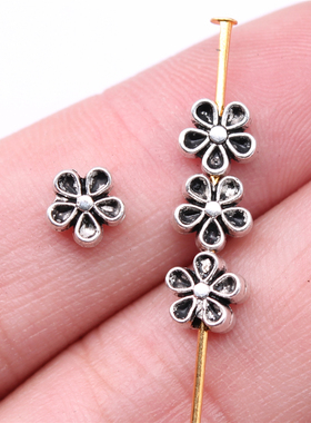 40个/包 7x3mm 多色 锌合金材质 花朵隔位珠 ABD-C14874