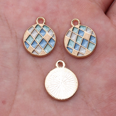 5个/包17x14mm多色拼接几何马赛克正方形三角形圆形diy挂件D20034