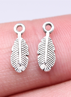 40个/包 12x5mm 古银色锌合金材质 羽毛吊坠 ABD-C15252