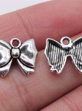 20个/包 12x15mm 古银色 DIY饰品配件 蝴蝶结吊坠 ABD-C13570