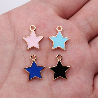 5个/包15x12mm 0.57g 多色 合金滴油五角星 DIY手链挂饰