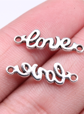 40个/包 21x7mm 古银色 配件手工DIY Love连接件吊坠 ABD-C15168