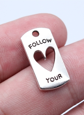 20个/包 10x20mm FOLLOW YOUR HEART 吊牌吊坠 ABD-C15999