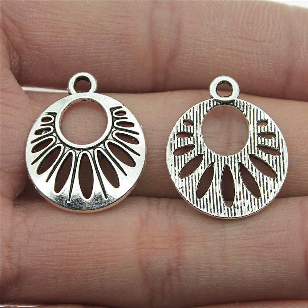 10个/包 19x23mm 多色 锌合金材质 花片吊坠 ABD-