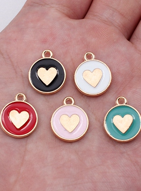 5个/包16x13mm 1.07g 多色 合金滴油爱心 手链挂饰耳饰项链