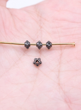 100个/包 4x4mm 枪黑色 配件DIY 花朵小孔珠隔位珠 ABD-C15598