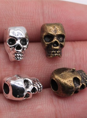 10个/包 12x11mm 多色DIY饰品配件 串珠骷髅头珠子 ABD-C10882