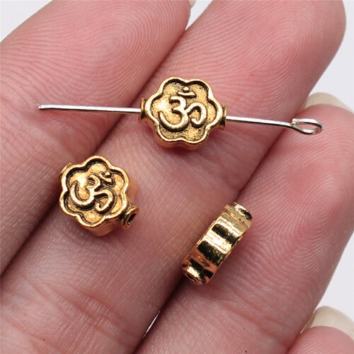 10个/包 8x4mm 多色DIY饰品配件OM花朵小孔珠 ABD-C14631