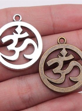 10个/包 25mm 多色锌合金材质 DIY饰品配件 om吊坠 ABD-C10199
