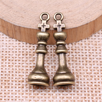 12个/包 27x8mm 古青铜色古银色  国际象棋 王吊坠 A13040-B11679