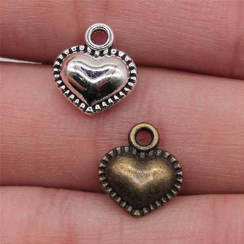 10个/包 13x11mm 多色DIY饰品配件 桃心吊坠 ABD-C10271