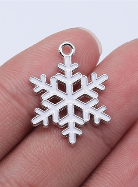 10个/包 25x19mm 白K色锌合金材质 雪花吊坠 ABD-C14646