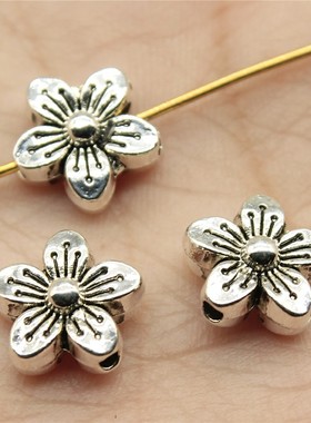 10个/包 10x10x5mm 多色 DIY饰品配件 花朵小孔珠珠子