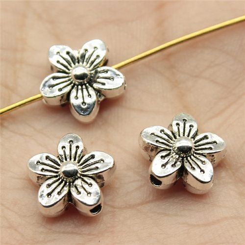 10个/包 10x10x5mm 多色 DIY饰品配件 花朵小孔珠珠子