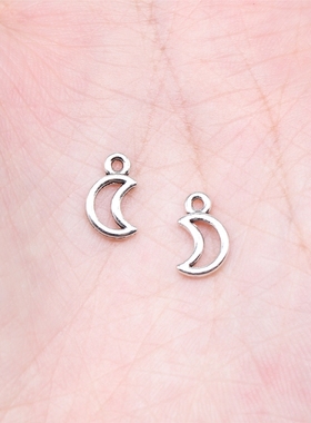 40个/包 10x6mm 古银色锌合金材质 镂空月亮吊坠 ABD-C15807