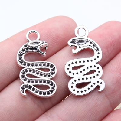 10个/包27x15mm古银色DIY饰品配件可点水钻眼镜蛇吊坠