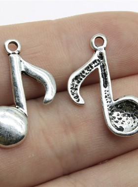 10个/包 22x17mm 古银色锌合金材质 音符吊坠 ABD-C10278