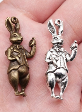 5个/包 36x15mm 多色DIY饰品配件 兔子先生吊坠 ABD-C10713