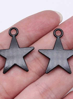 10个/包 26x22mm 古青铜色 电泳黑色 五角星吊坠 ABD-C11754