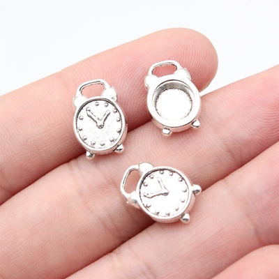 20个/包13x9.5mm古银色DIY饰品配件闹钟吊坠