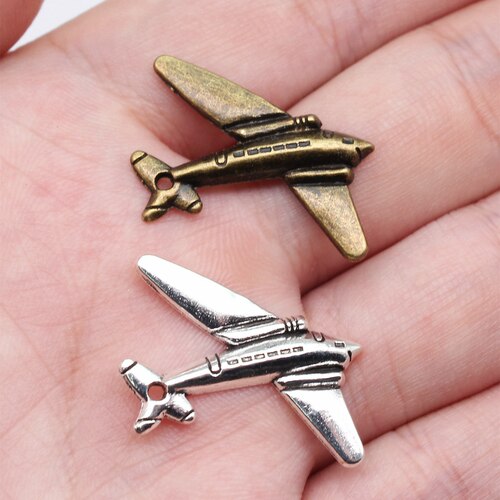 10个/包 25x31mm 多色DIY饰品配件飞机吊坠 ABD-C12161