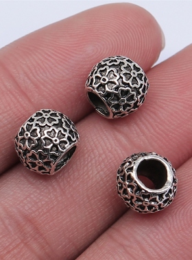 10个/包 10x8mm 古银色锌合金 DIY配件手工 大孔珠 ABD-C14569