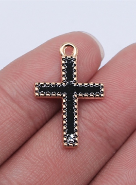 10个/包 25x16mm 多色双面黑色滴油十字架吊坠 ABD-C14647