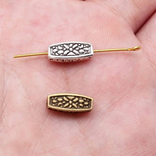 10个/包 5x13mm 多色DIY饰品配件长条形雕花小孔珠 ABD-C13733