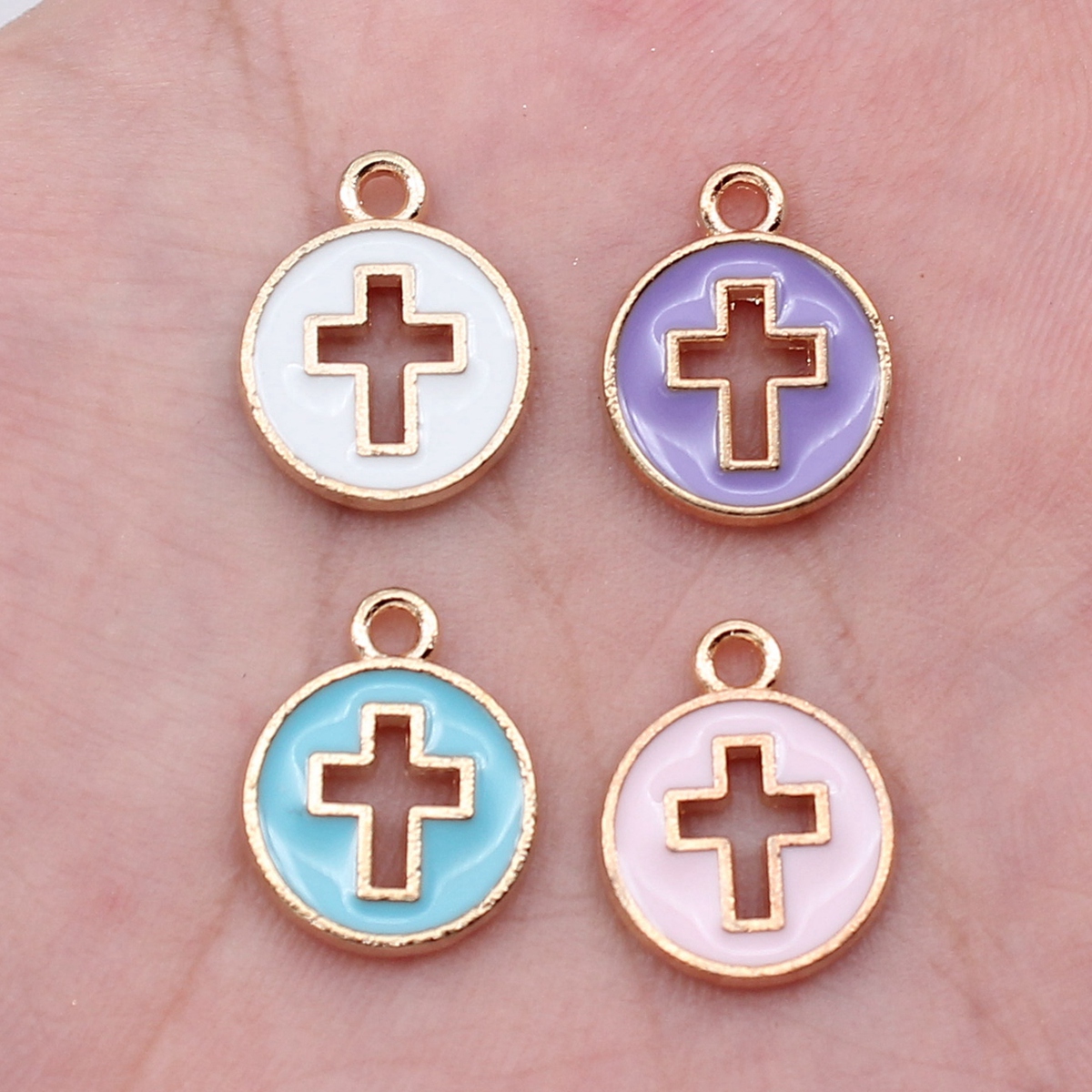 10个/包 15x12mm 滴油圆环十字架配件DIY饰品配件耳饰爆款 D20093