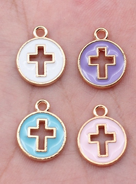 10个/包 15x12mm 滴油圆环十字架配件DIY饰品配件耳饰爆款 D20093