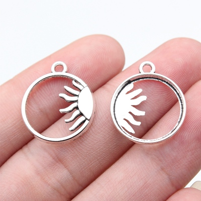 20个/包21x18mm古银色DIY饰品配件太阳圆牌吊坠