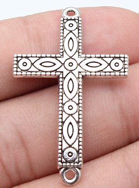 4个/包 43x26mm 古银色 DIY饰品配件十字架连接件