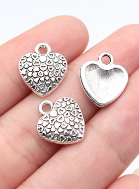 20个/包15x13mm古银色DIY饰品配件单面爱心吊坠