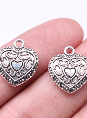 10个/包 16x14mm 多色DIY复古配件手作材料 爱心吊坠 ABD-C14776